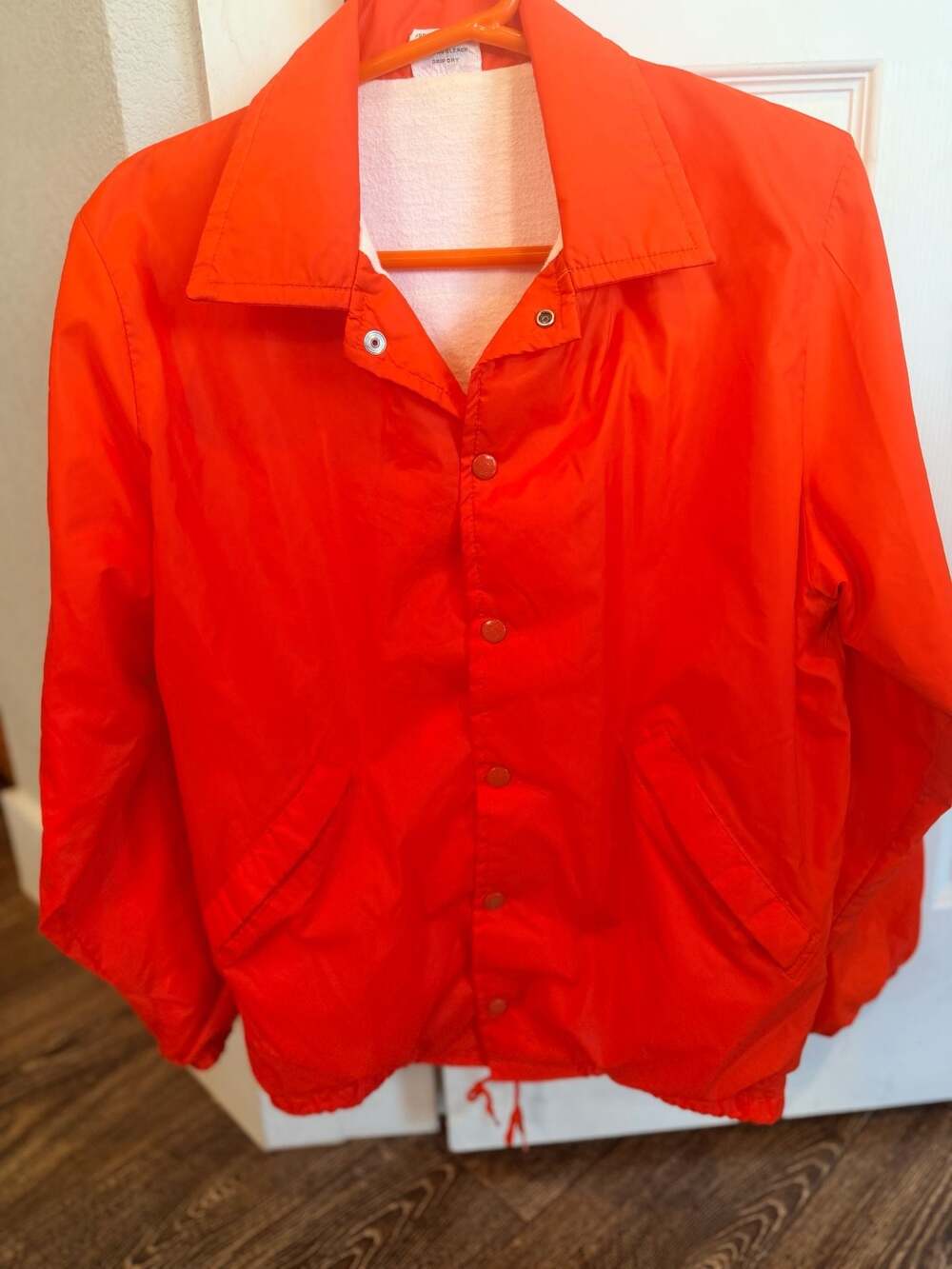 Vintage Birdie by Richard A. Leslie Orange Nylon Snap Front Lined Coach Jacket
